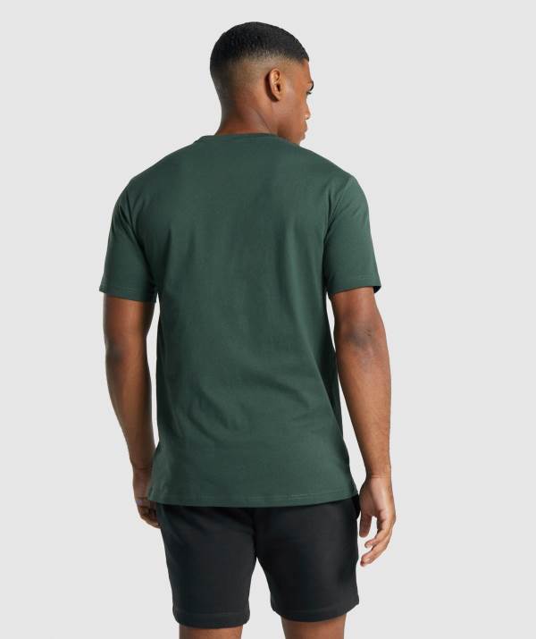 Panske Tricka Gymshark Crest Tmavo Zelene | ZR9275418